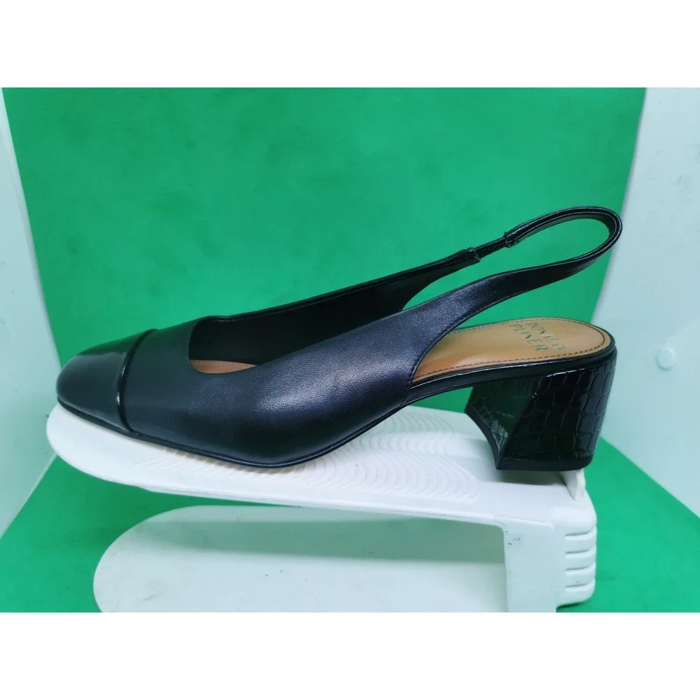 Donald Pliner Women's Amore Slingback Pump Black Leather Shoes Sandals Size 8M